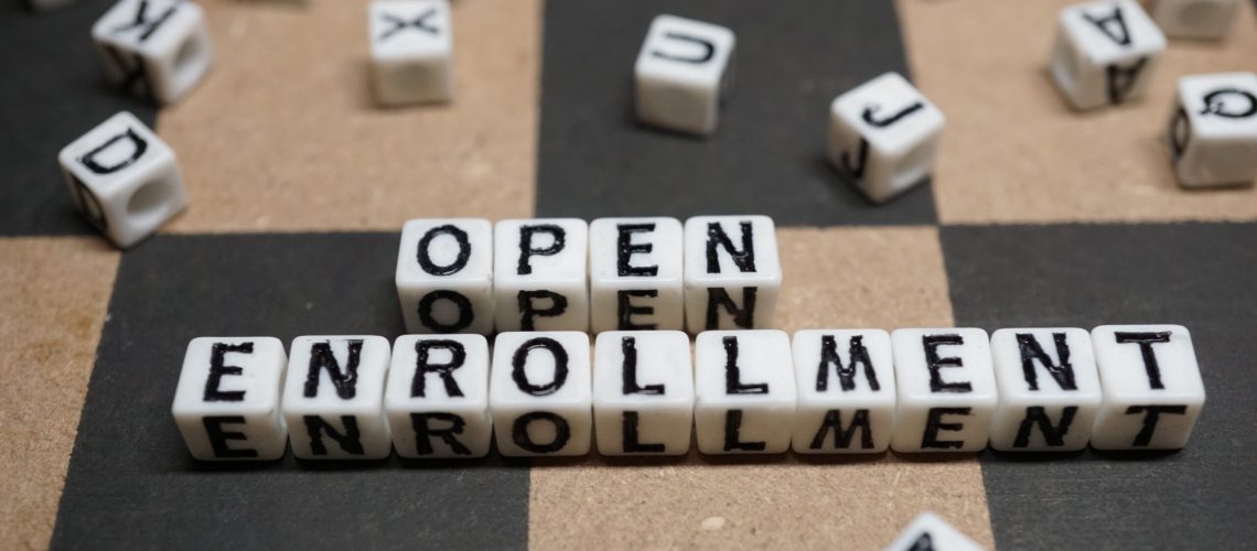shot of word open enrollment